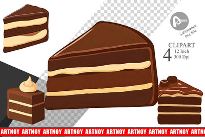Chocolate Cake Slice Clipart Sublimation artnoy 