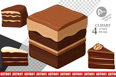Chocolate Cake Slice Clipart Sublimation artnoy 