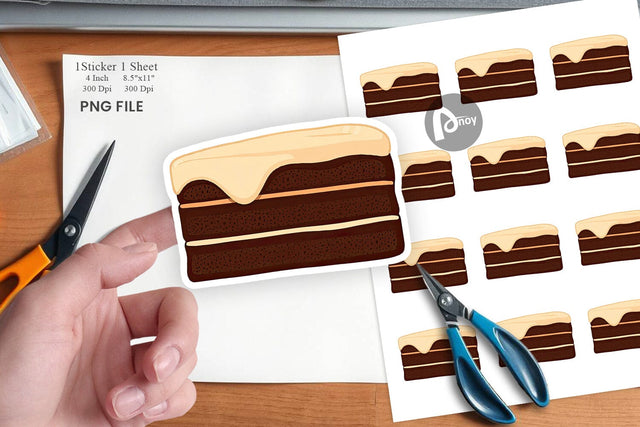 Chocolate Cake Slice Sticker Sublimation artnoy 