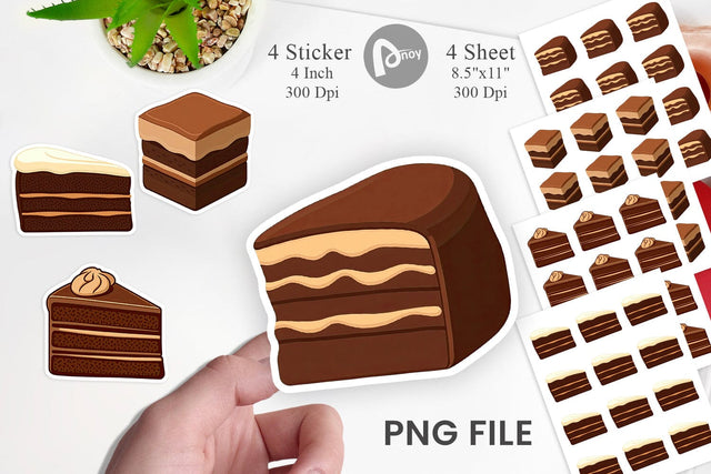 Chocolate Cake Slice Sticker Sublimation artnoy 
