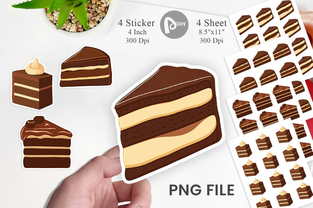 Chocolate Cake Slice Sticker Sublimation artnoy 