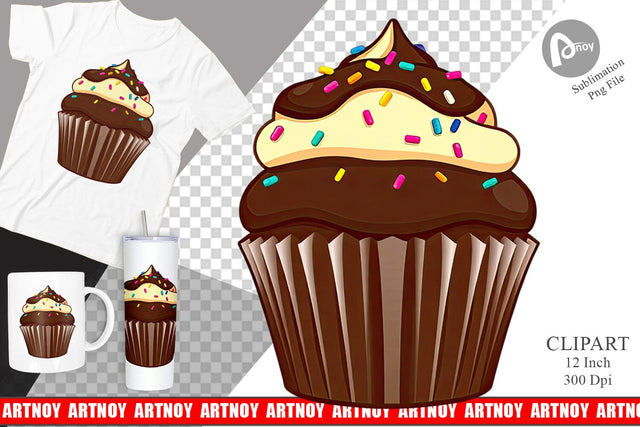 Chocolate Cupcake Clipart Sublimation artnoy 