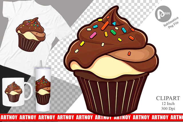 Chocolate Cupcake Clipart Sublimation artnoy 