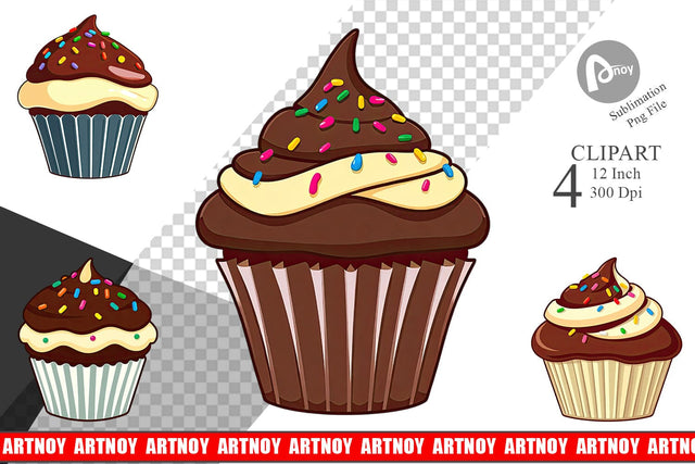 Chocolate Cupcake Clipart Sublimation artnoy 