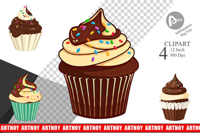 Chocolate Cupcake Clipart Sublimation artnoy 