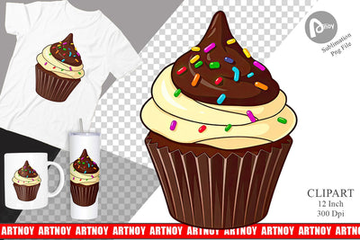 Chocolate Cupcake Clipart Sublimation artnoy 