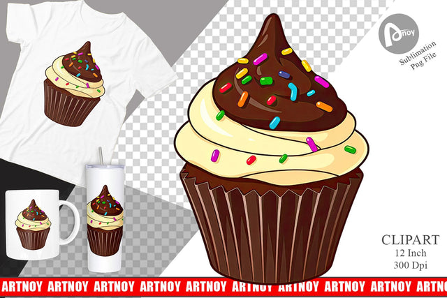 Chocolate Cupcake Clipart Sublimation artnoy 