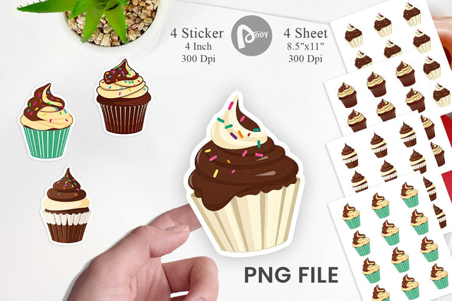Chocolate Cupcake Sticker Sublimation artnoy 