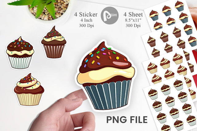 Chocolate Cupcake Sticker Sublimation artnoy 
