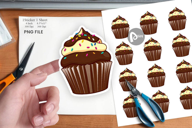 Chocolate Cupcake Sticker Sublimation artnoy 