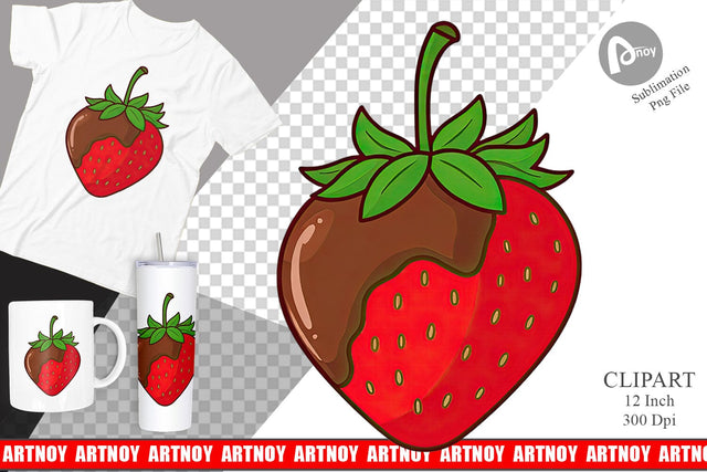Chocolate Dipped Strawberry Clipart Sublimation artnoy 