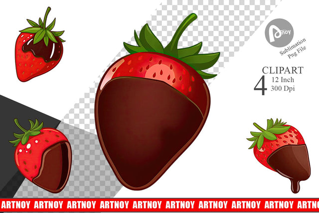 Chocolate Dipped Strawberry Clipart Sublimation artnoy 