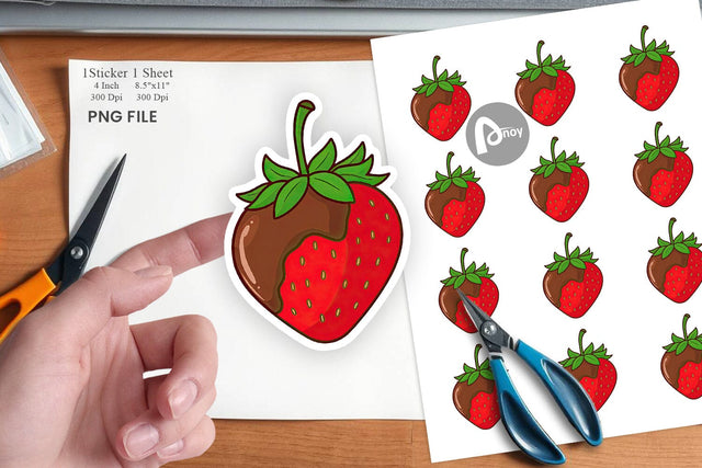 Chocolate Dipped Strawberry Sticker Sublimation artnoy 