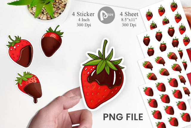 Chocolate Dipped Strawberry Sticker Sublimation artnoy 