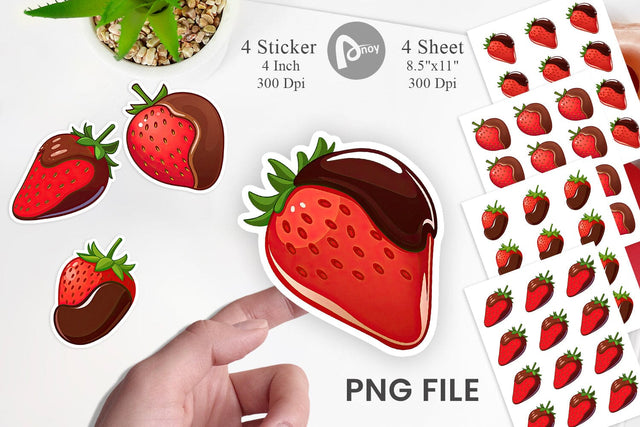 Chocolate Dipped Strawberry Sticker Sublimation artnoy 
