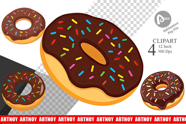 Chocolate Donut Clipart Sublimation artnoy 