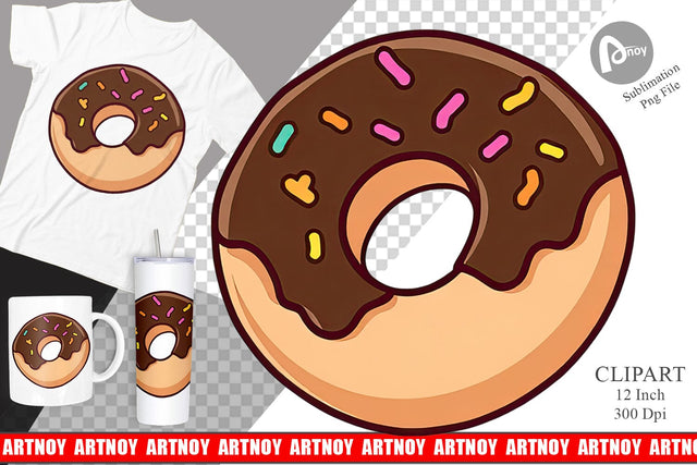Chocolate Donut Clipart Sublimation artnoy 