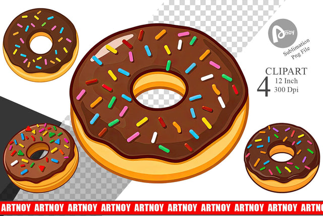 Chocolate Donut Clipart Sublimation artnoy 