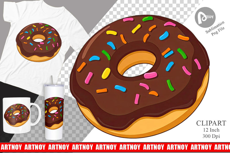 Chocolate Donut Clipart Sublimation artnoy 