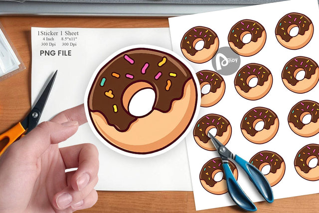 Chocolate Donut Sticker Sublimation artnoy 