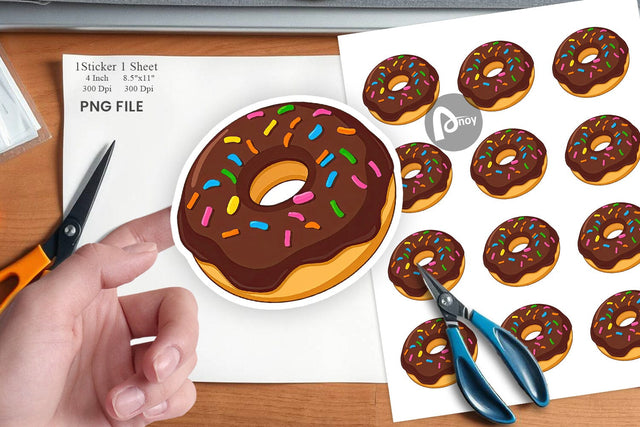 Chocolate Donut Sticker Sublimation artnoy 