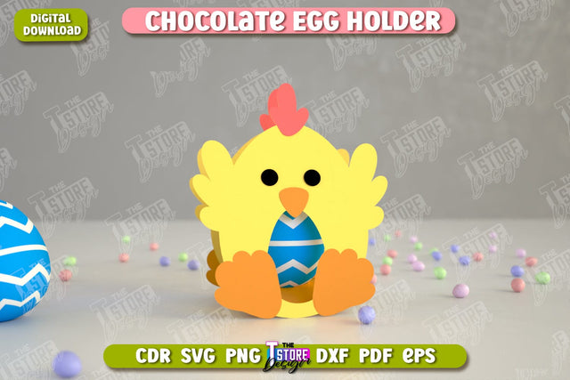 Chocolate Egg Holder | Paper Egg Holder | Chicken Design | Animals Design | SVG File SVG The T Store Design 