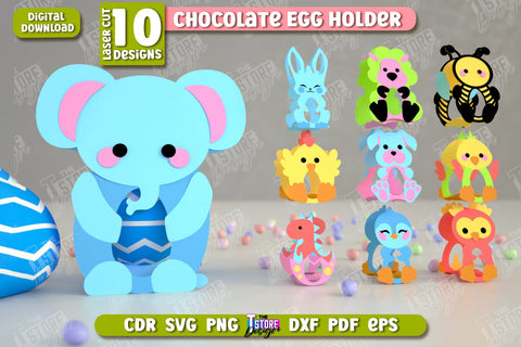 Chocolate Egg Holders Bundle | Paper Egg Holder | Easter Design | Animals Design | SVG Files SVG The T Store Design 