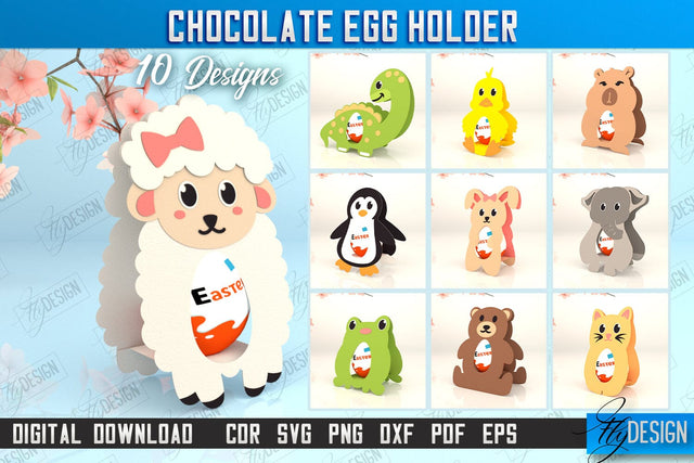 Chocolate Egg Holders Bundle | Paper Egg Holders | Easter Design | Animals Design | SVG Files SVG Fly Design 