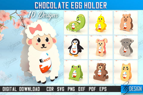 Chocolate Egg Holders Bundle | Paper Egg Holders | Easter Design | Animals Design | SVG Files SVG Fly Design 