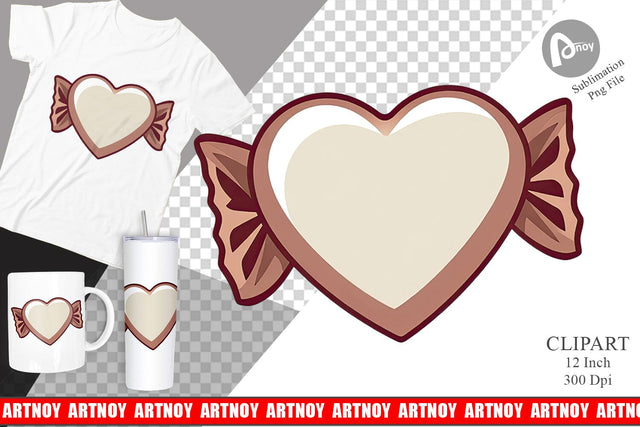 Chocolate Heart Clipart Sublimation artnoy 