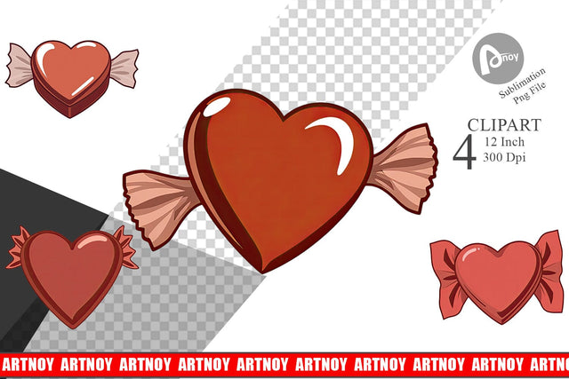 Chocolate Heart Clipart Sublimation artnoy 