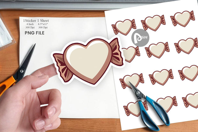 Chocolate Heart Sticker Sublimation artnoy 