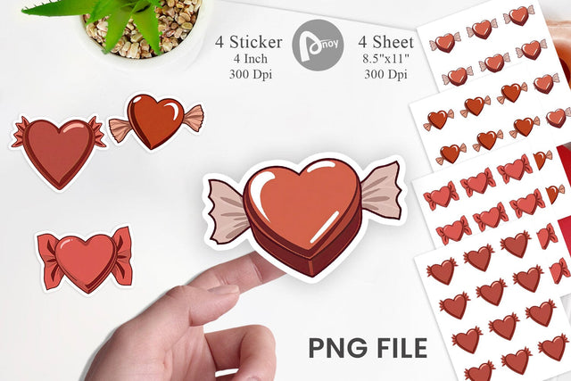 Chocolate Heart Sticker Sublimation artnoy 