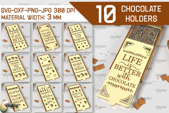 Chocolate Holders Laser Cut Bundle. Chocolate Gift Boxes SVG SVG Evgenyia Guschina 