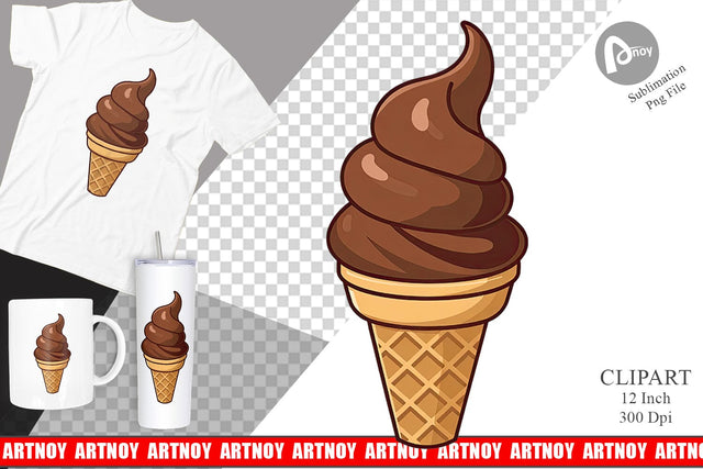 Chocolate Ice Cream Clipart Sublimation artnoy 