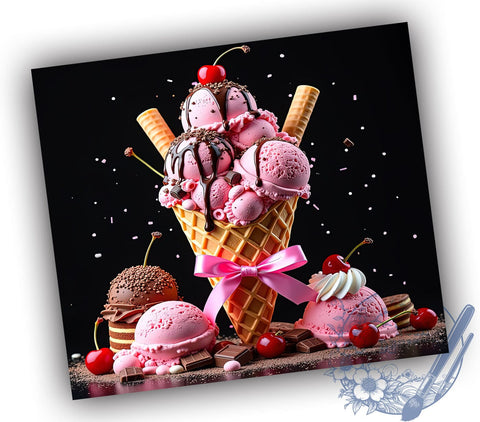 Chocolate Ice Cream Dessert Sweet Treat Tumbler, Dessert Drinkware, 20oz Sublimation Wrap, Sweet Treat Cup, Ice Cream Lover Gift, Cute Food Tumbler, Summer Treat Drinkware Sublimation ToriDesigns 