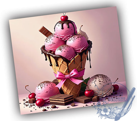 Chocolate Ice Cream Dessert Sweet Treat Tumbler, Dessert Drinkware, 20oz Sublimation Wrap, Sweet Treat Cup, Ice Cream Lover Gift, Cute Food Tumbler, Summer Treat Drinkware Sublimation ToriDesigns 