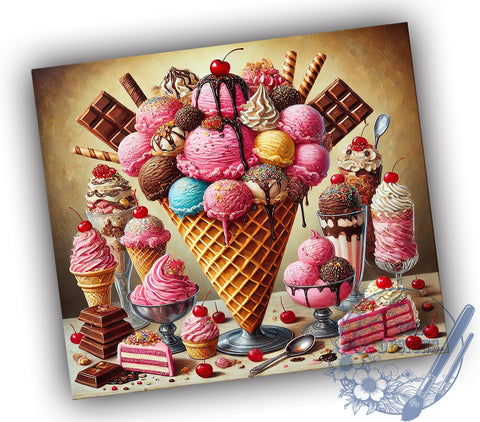 Chocolate Ice Cream Dessert Sweet Treat Tumbler, Dessert Drinkware, 20oz Sublimation Wrap, Sweet Treat Cup, Ice Cream Lover Gift, Cute Food Tumbler, Summer Treat Drinkware Sublimation ToriDesigns 