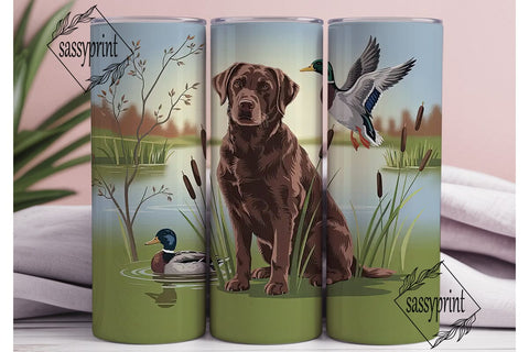 Chocolate Lab & Ducks 20oz Tumbler Wrap Sublimation sassyprint 