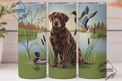 Chocolate Lab & Ducks 20oz Tumbler Wrap Sublimation sassyprint 