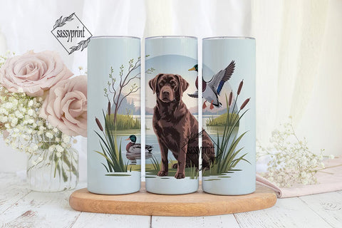 Chocolate Lab & Ducks 20oz Tumbler Wrap Sublimation sassyprint 