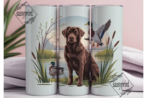 Chocolate Lab & Ducks 20oz Tumbler Wrap Sublimation sassyprint 