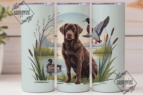 Chocolate Lab & Ducks 20oz Tumbler Wrap Sublimation sassyprint 