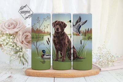 Chocolate Lab & Ducks 20oz Tumbler Wrap Sublimation sassyprint 
