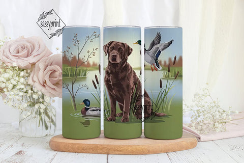 Chocolate Lab & Ducks 20oz Tumbler Wrap Sublimation sassyprint 