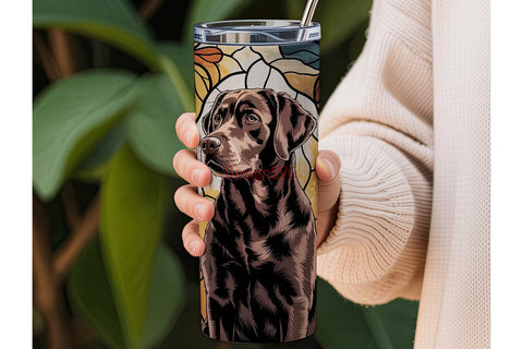 Chocolate Lab Stained Glass 20oz Tumbler Sublimation DesignSVG 