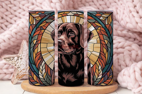 Chocolate Lab Stained Glass 20oz Tumbler Sublimation DesignSVG 