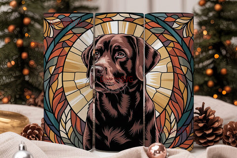 Chocolate Lab Stained Glass 20oz Tumbler Sublimation DesignSVG 