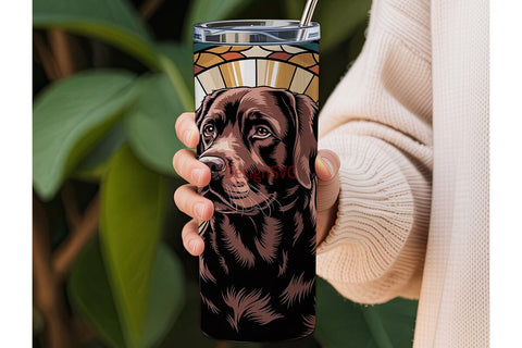Chocolate Lab Stained Glass 20oz Tumbler Sublimation DesignSVG 