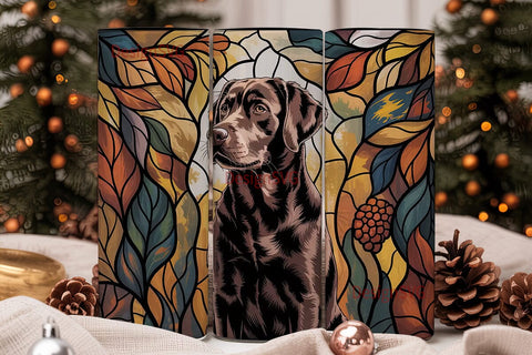 Chocolate Lab Stained Glass 20oz Tumbler Sublimation DesignSVG 